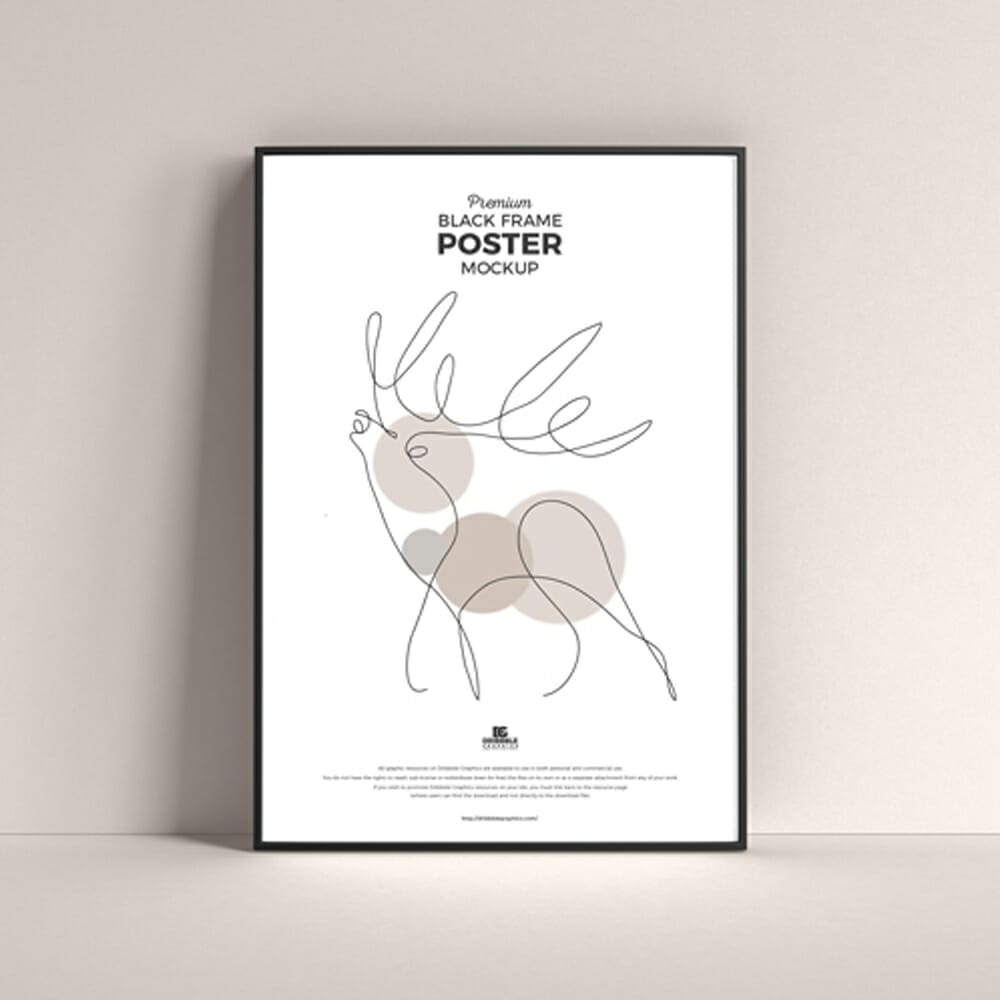 Free Premium Black Frame Poster Mockup