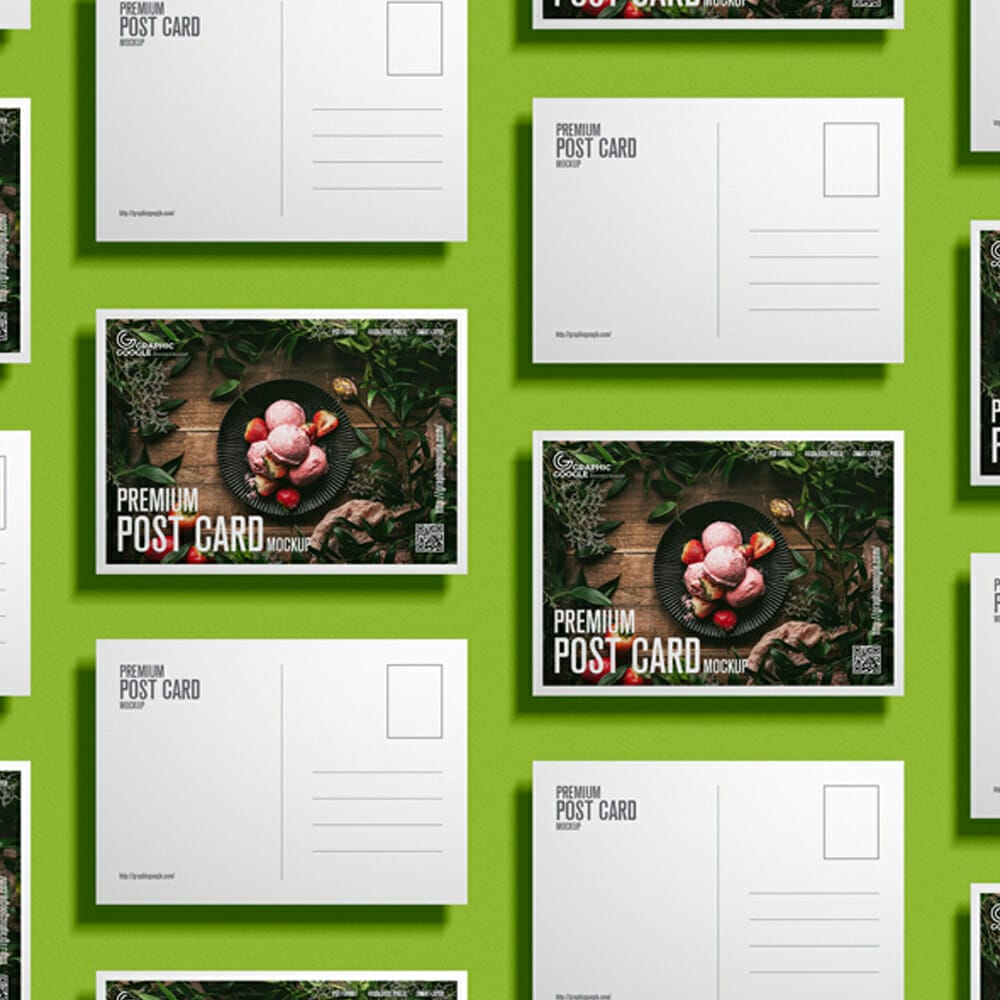 Free Premium Grid Post Card Mockup