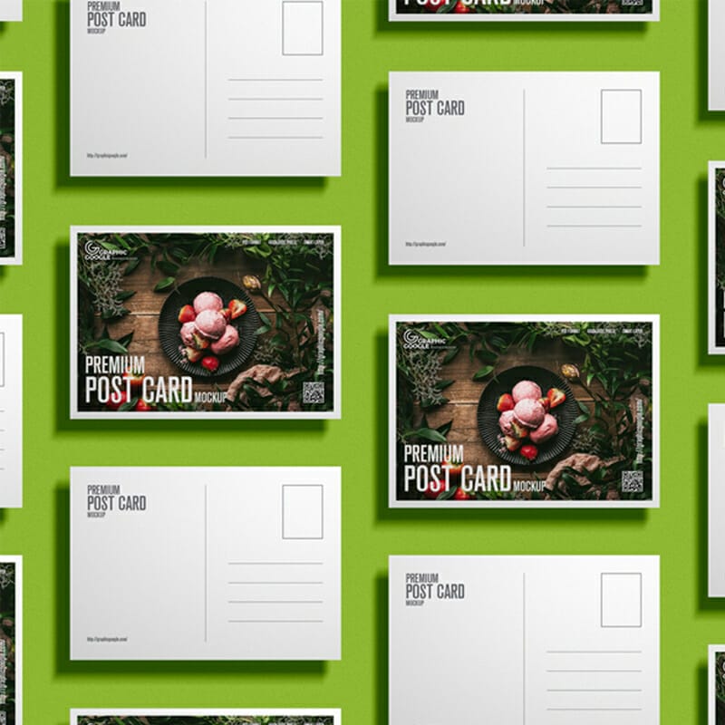 Free Premium Grid Post Card Mockup