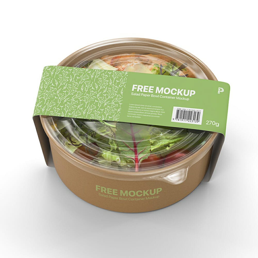Free Salad Paper Bowl Container Mockup
