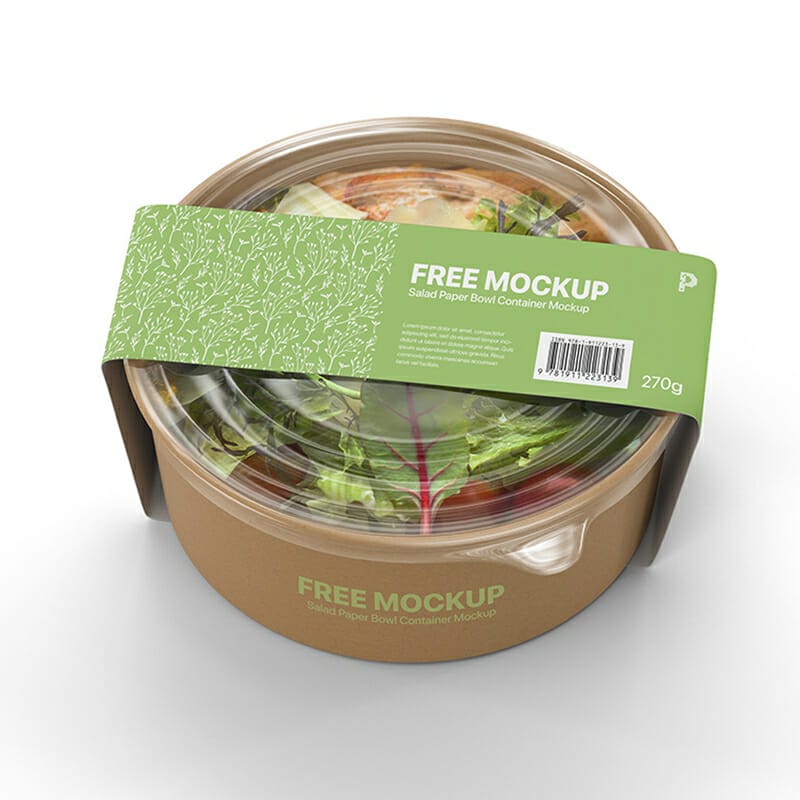 Free Salad Paper Bowl Container Mockup