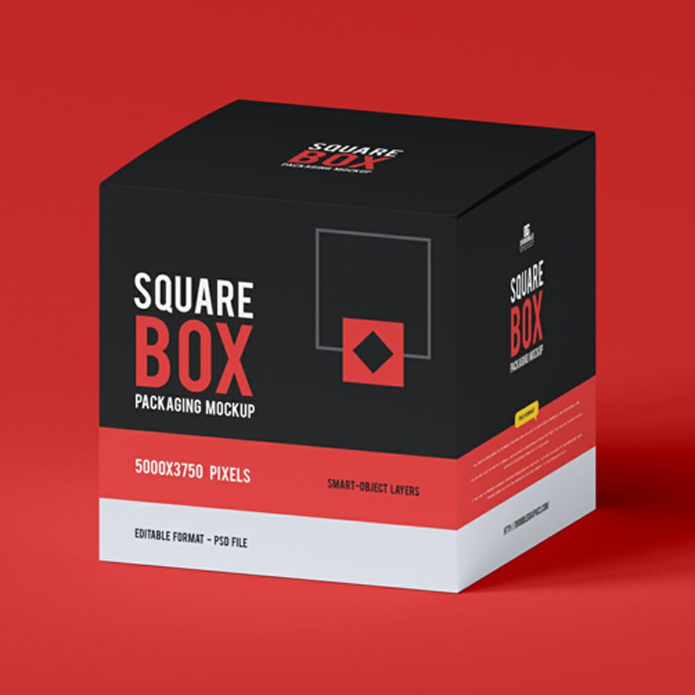 Free Square Box Packaging Mockup
