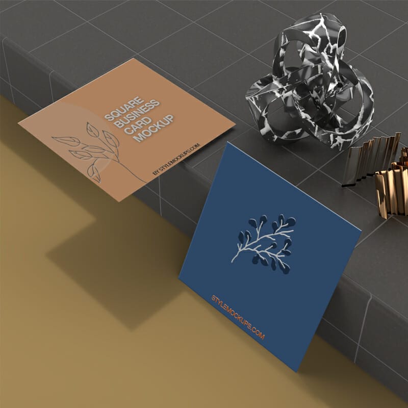 Free Square Business Card Mockup