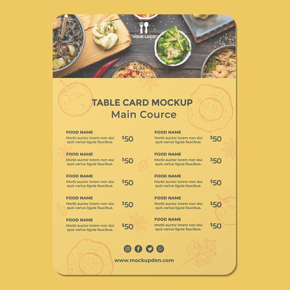 Free Table Card Mockup PSD Template