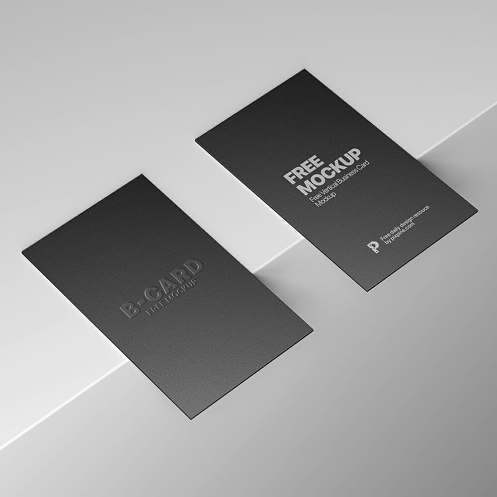 Free Two Vertical Business Card Mockup