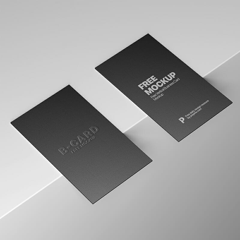Free Two Vertical Business Card Mockup