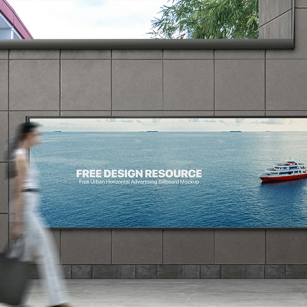 Free Urban Horizontal Advertising Billboard Mockup