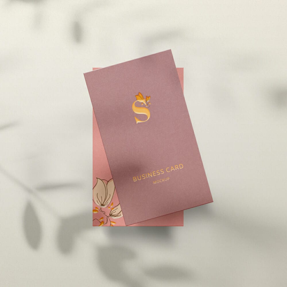 Free Vertical Business Card Mockup