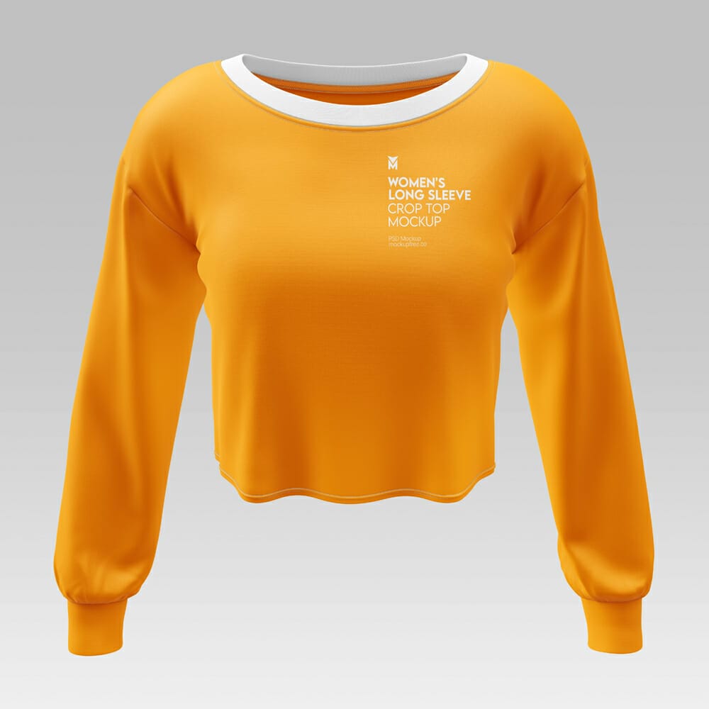 Free Women’s Long Sleeve Crop Top Mockup
