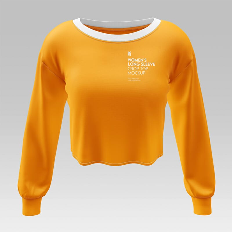 Free Women’s Long Sleeve Crop Top Mockup