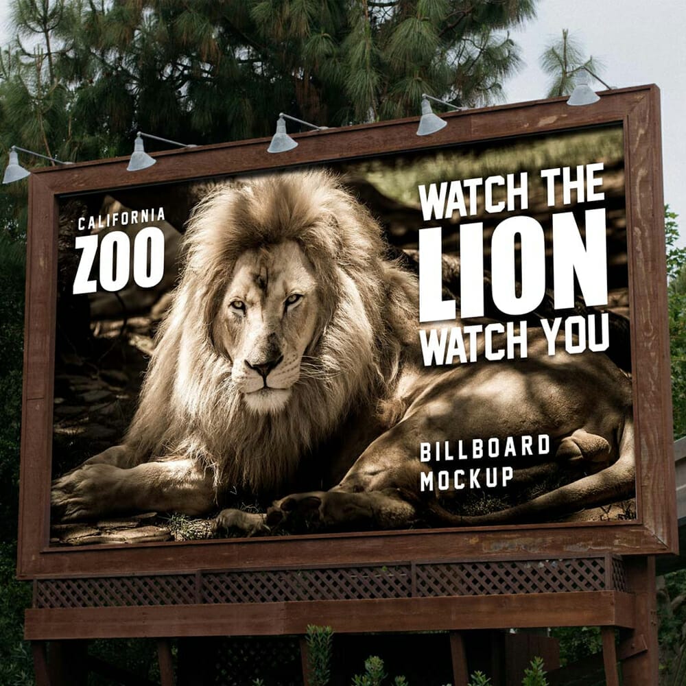 Free Wooden Billboard Mockup PSD