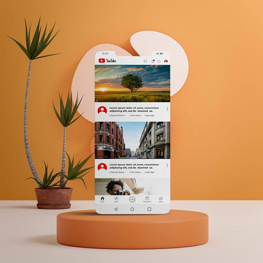 Free YouTube App Mockup PSD Template