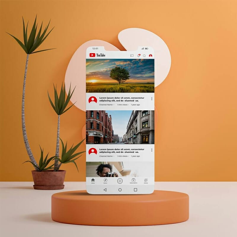 Free YouTube App Mockup PSD Template
