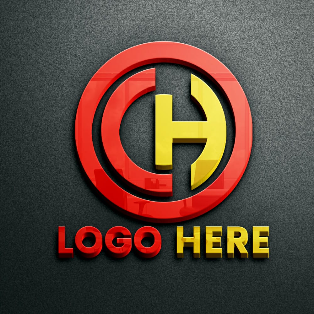 Glass 3D Logo Mockup on Black Wall