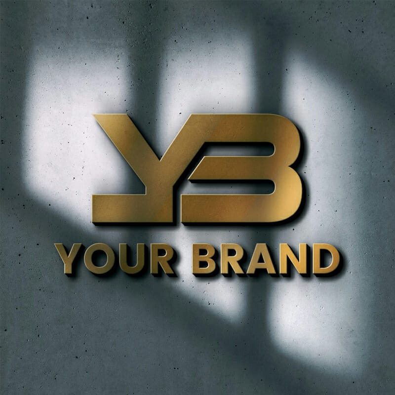 Golden 3D Logo Mockup On Black Wall