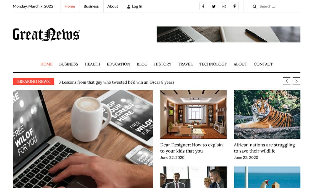 Greatnews - News Related WordPress Theme