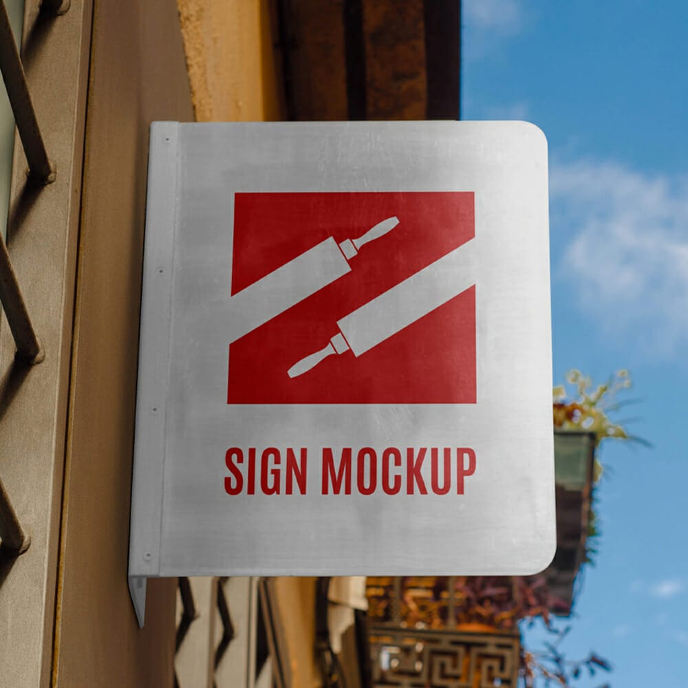 Hanging Metal Sign Mockup