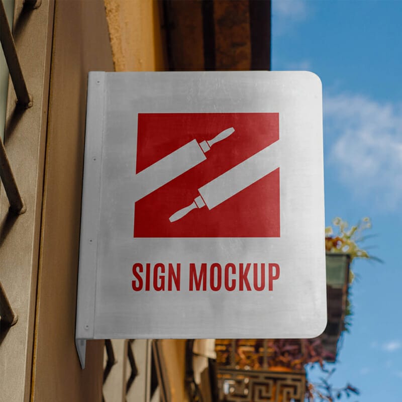 Hanging Metal Sign Mockup