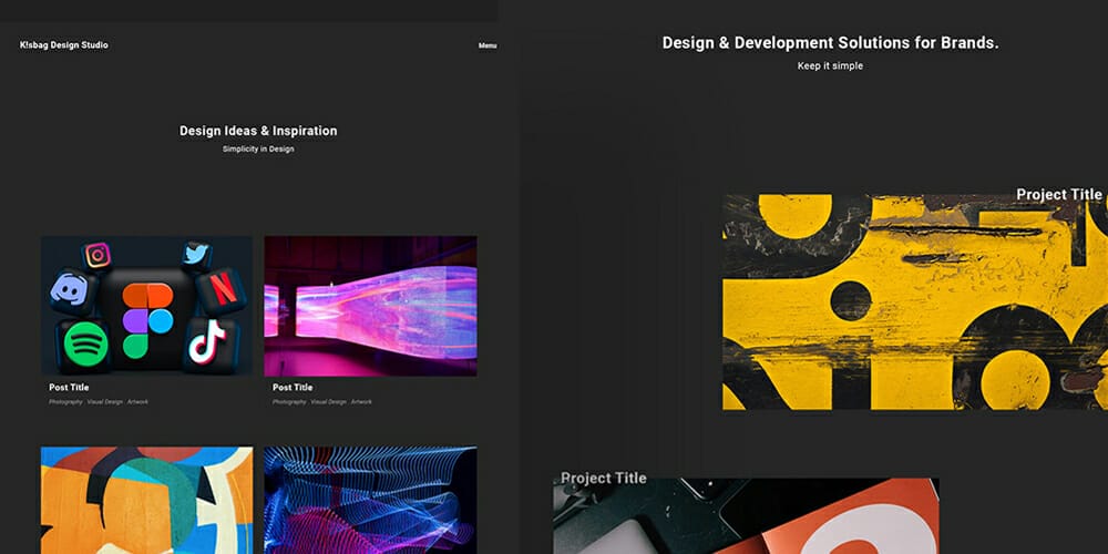 Free Bootstrap Portfolio Templates 88 K!sbag Minimal Portfolio Website