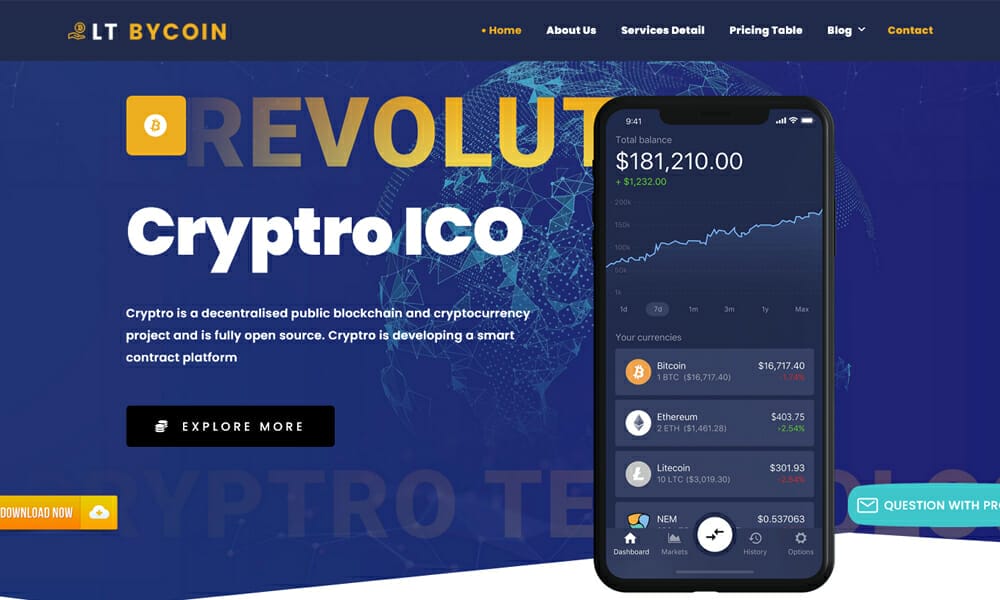 LT ByCoin - Free Cryptocurrency WordPress Theme