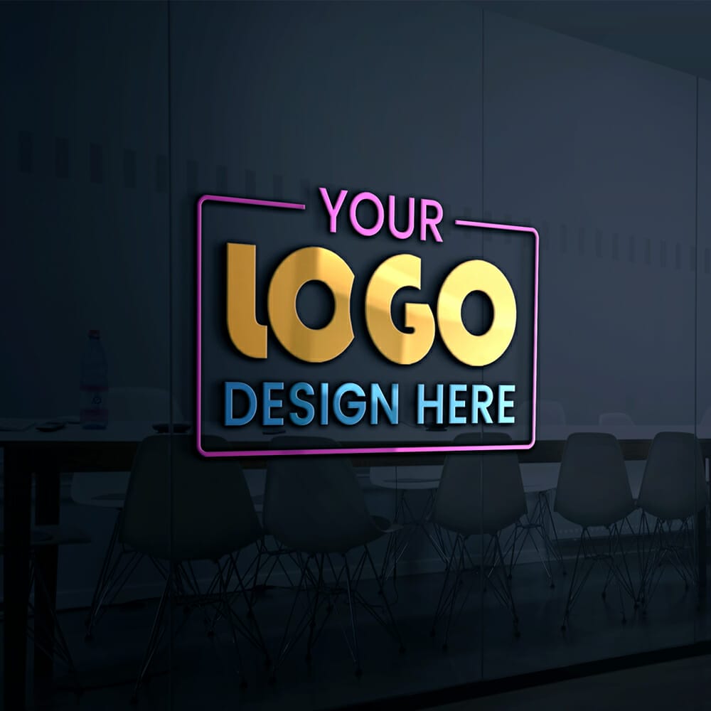 Logo Mockup On Office Glass