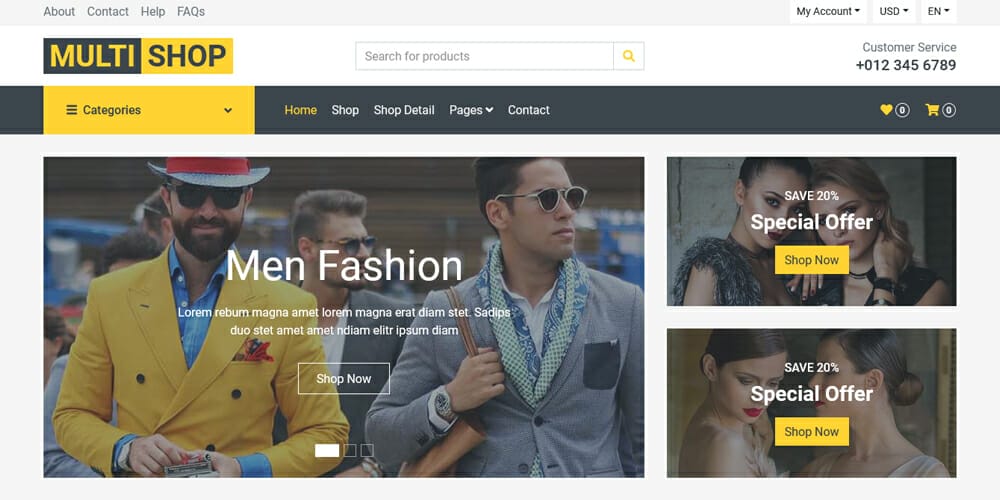 Free eCommerce Bootstrap Templates 33 MultiShop