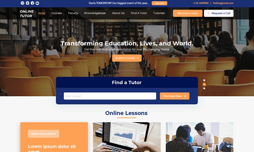 Online Tutor - Free Tutor Listing WordPress Theme