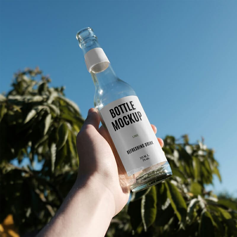 Open Glass Bottle Mockup