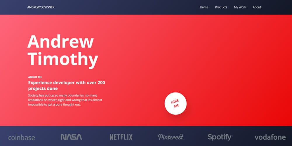 Free Bootstrap Portfolio Templates 48 Personal Portfolio Landing Page Template