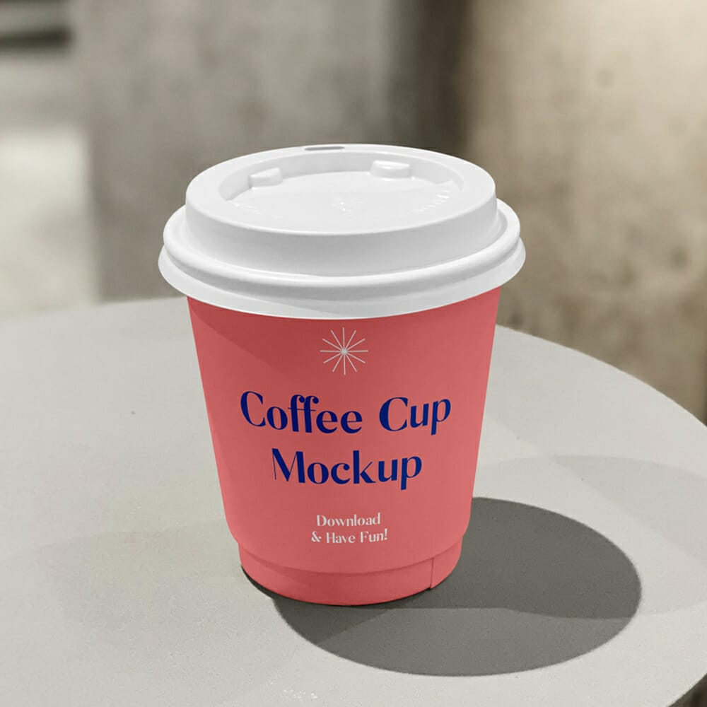 Small Coffee Cup On Table Mockup
