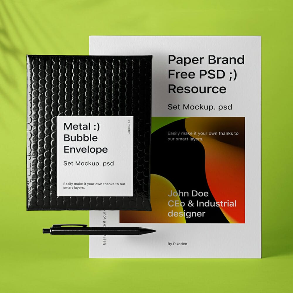 Stationery PSD Bubble Envelope Mockup