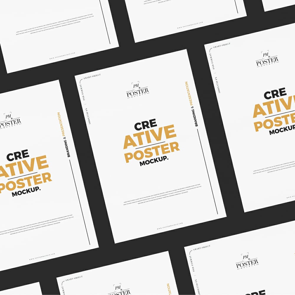 Stylish Grid PSD Poster Mockup