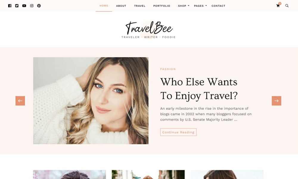 Travelbee - Free Travel Blog Theme