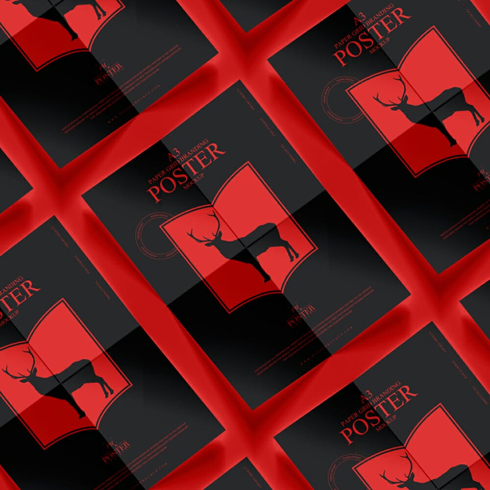 A3 Paper Grid Branding Poster Mockup