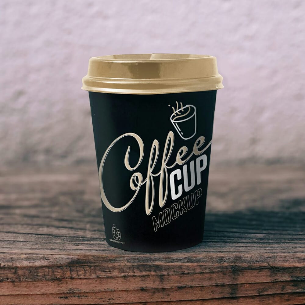 Black Cup Design Mockup