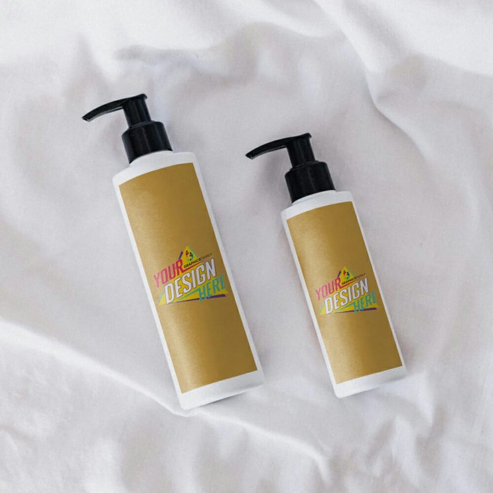 Body And Hair Wash Bottles Designs Mockup