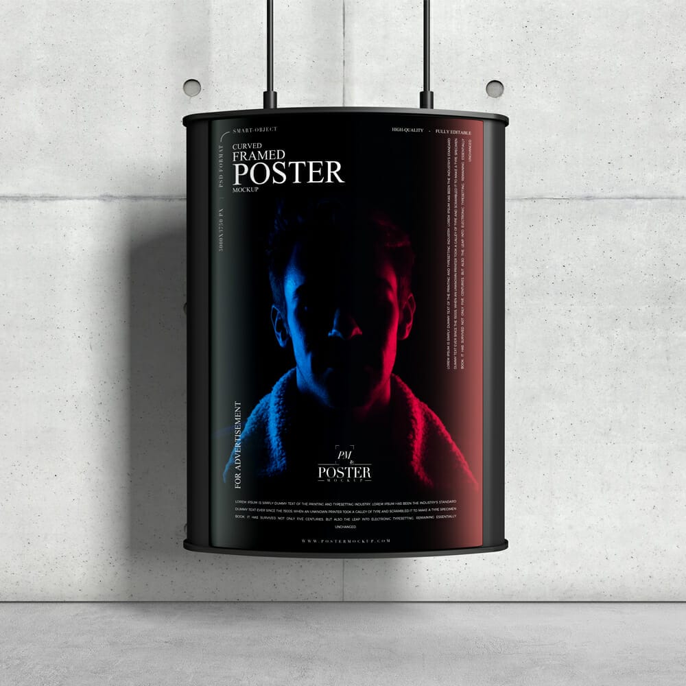 Curved Framed Poster Mockup