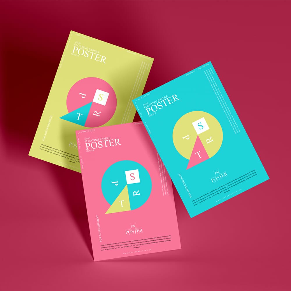 24×36 Floating Papers Poster Mockup