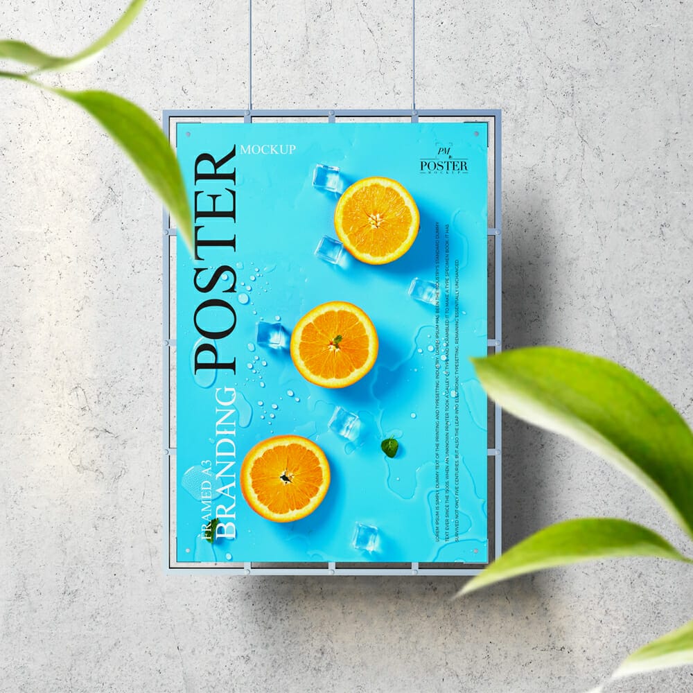 Framed A3 Branding Poster Mockup