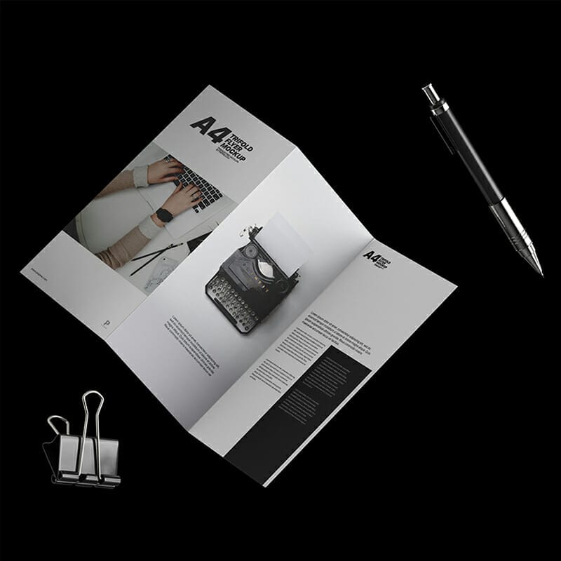 Free A4 Trifold Flyer Mockup