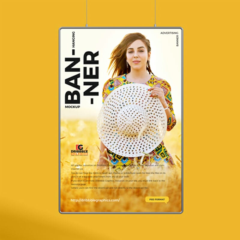 Free Advertising Hanging Banner Mockup