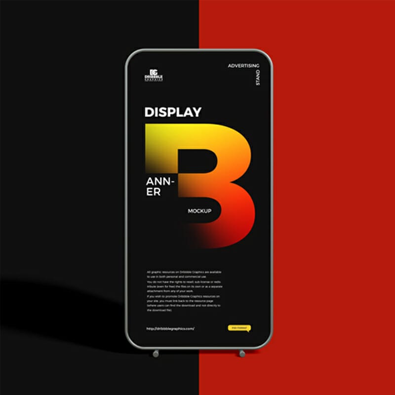 Free Advertising Stand Display Banner Mockup