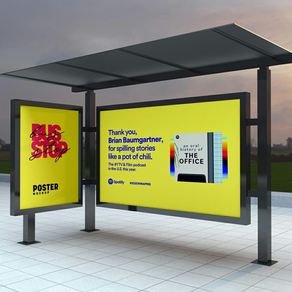 Free Bus Shelter Poster & Billboard Mockup PSD