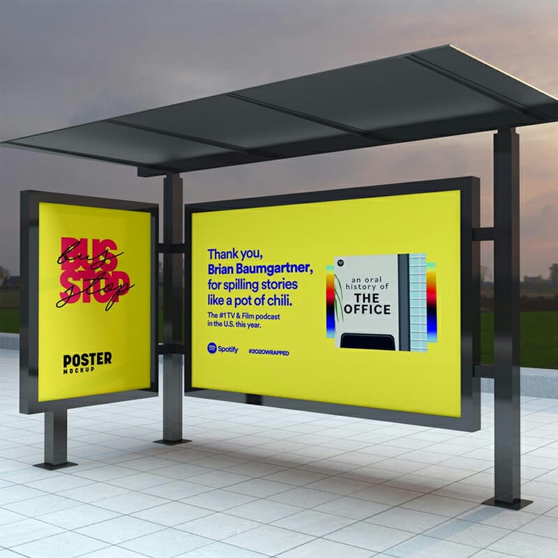 Free Bus Shelter Poster & Billboard Mockup PSD