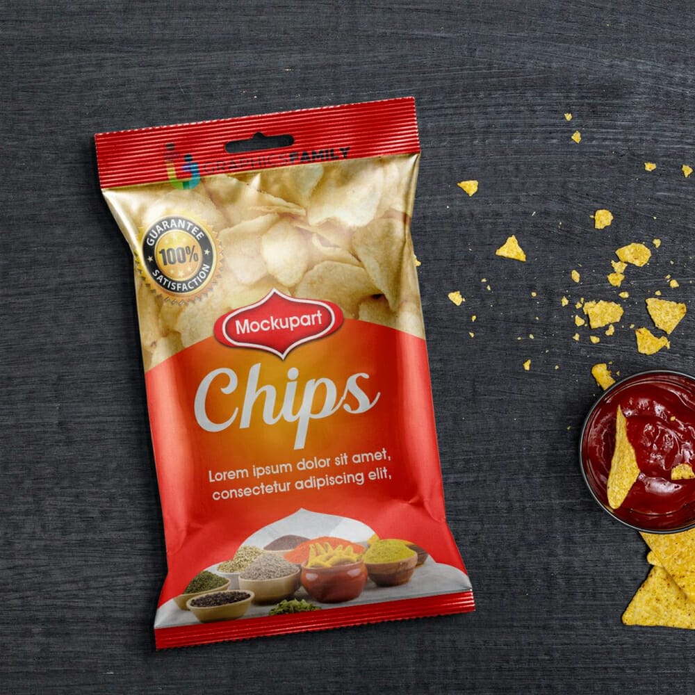 Free Chips Bag Packaging Mockup
