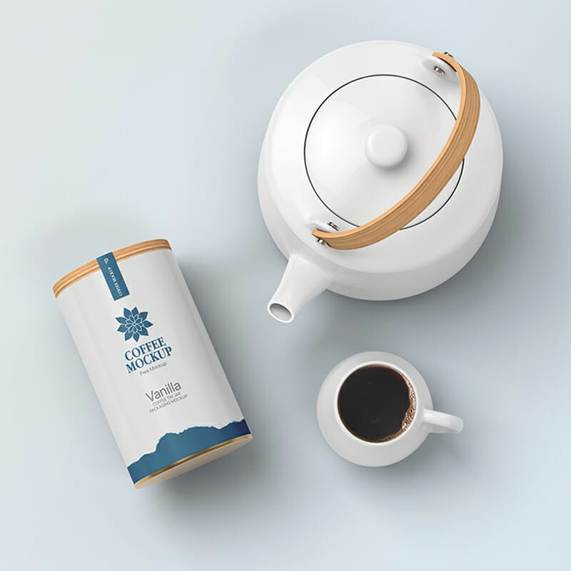 Free Coffee Tin Jar Packaging Mockup