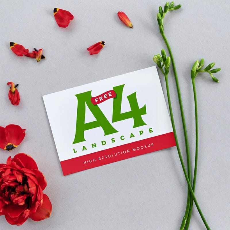 Free Decorative Landscape A4 Flyer Mockup PSD