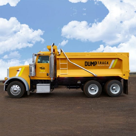 Free Dump Truck Mockup PSD For Vehicle Branding