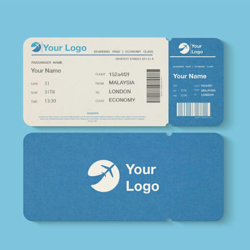 Free Flight or Event Ticket Mockup PSD