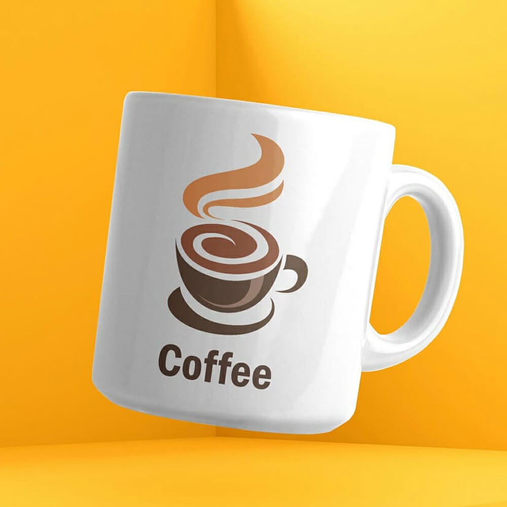 Free Floating Coffee Mug Mockup PSD Template